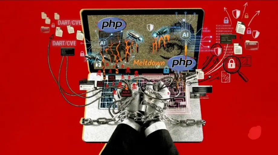 Illustration of a web server beside a code window and security update symbol
