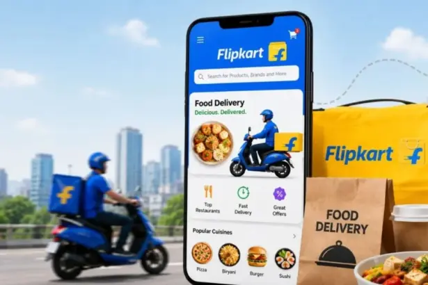 Food delivery rider representing competition in India's online food delivery market