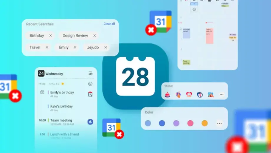 Illustration of a smartphone and calendar beside two clocks showing a one-hour difference